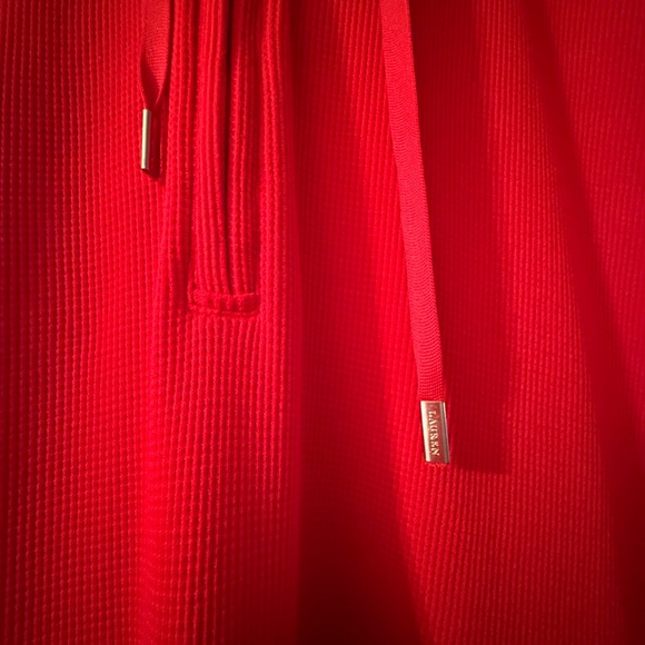 Lauren Ralph Lauren red waffle knit hoodie pullover top. Size 2X - Picture 4 of 5